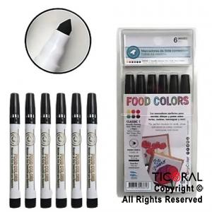 MARCADOR DE TINTA COMESTIBLE FOOD COLORS NEGRO X 6 MARCADORES
